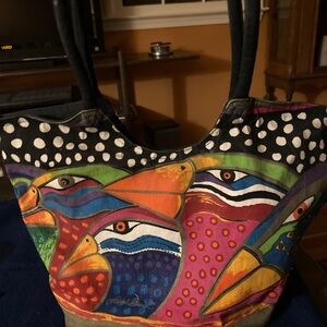 Artistic Multicolor Bird Design Tote Bag